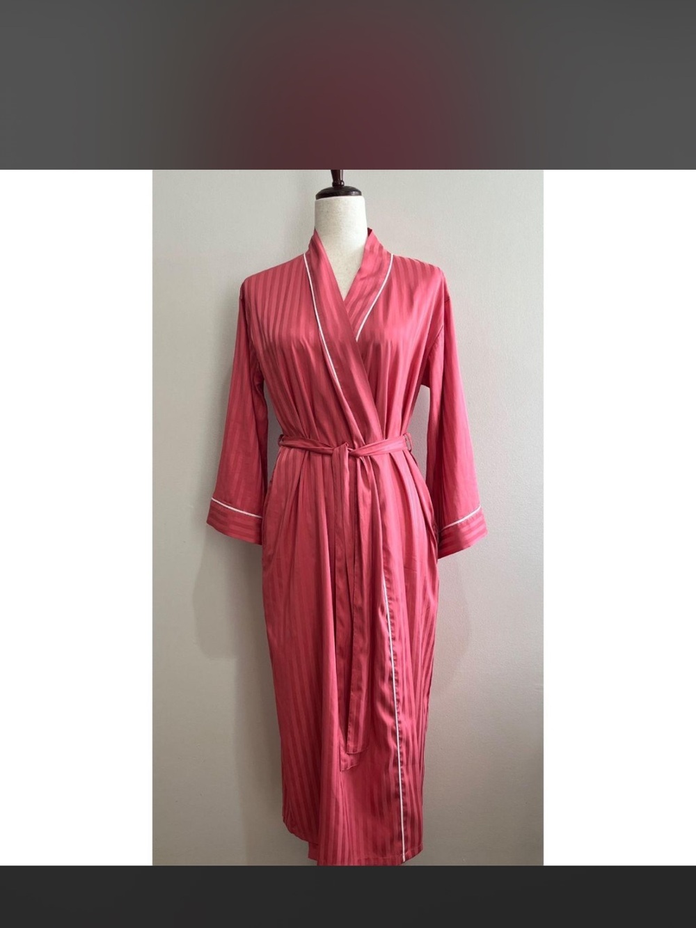 Auden Rose Pink Wrap Robe with White Piping